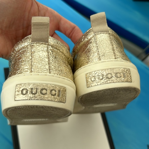 Authentic GUCCI Metallic Gold Foil Slip On Shoes Size 37 - Picture 6 of 7